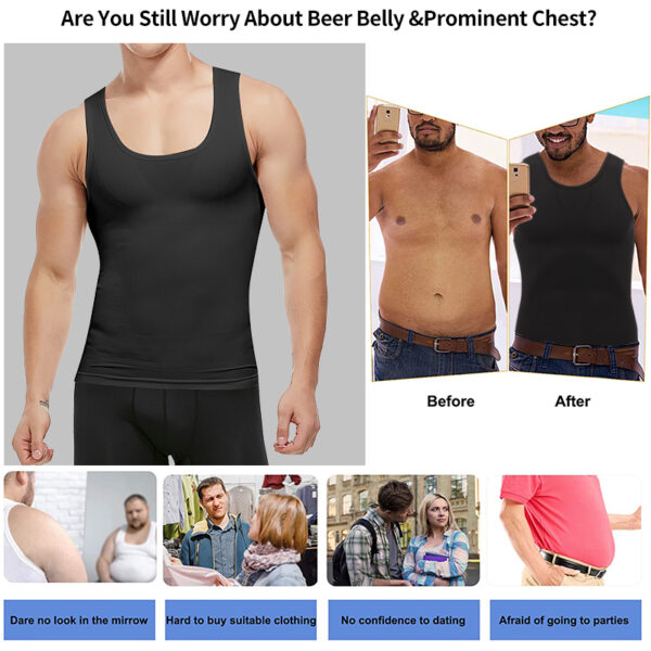 Slim N Lift - Nylon Slimming Vest For Men - White Color - Image 6