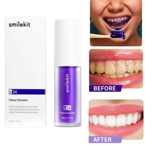 Hismile V34 Purple Whitening Toothpaste - Remove Stains, Reduce Yellowing, and Brighten Teeth for a Fresh, Healthy Smile - Image 2