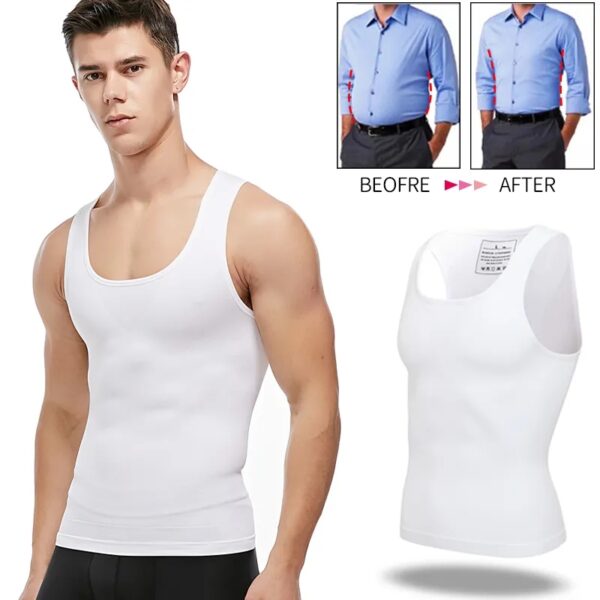 Slim N Lift - Nylon Slimming Vest For Men - White Color - Image 9