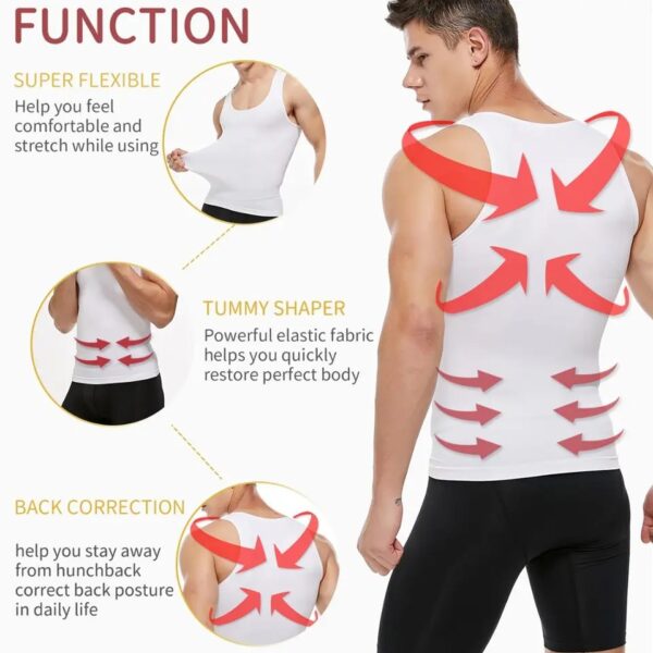 Slim N Lift - Nylon Slimming Vest For Men - White Color - Image 10