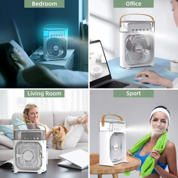 Portable Mini Air Conditioner Mist Fan 10-Inch Rectangle Portable USB Air Cooling Mini Fan - Compact, Powerful, and Perfect for On-the-Go Cooling - Image 13