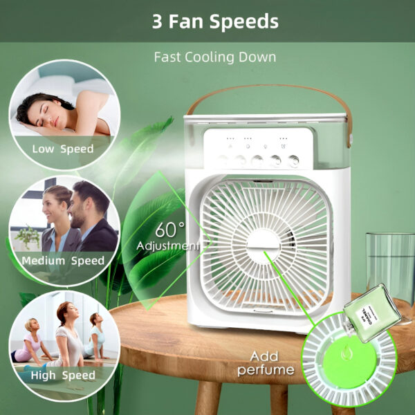 Portable Mini Air Conditioner Mist Fan 10-Inch Rectangle Portable USB Air Cooling Mini Fan - Compact, Powerful, and Perfect for On-the-Go Cooling - Image 3