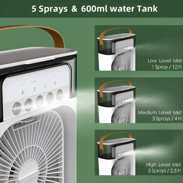 Portable Mini Air Conditioner Mist Fan 10-Inch Rectangle Portable USB Air Cooling Mini Fan - Compact, Powerful, and Perfect for On-the-Go Cooling - Image 8