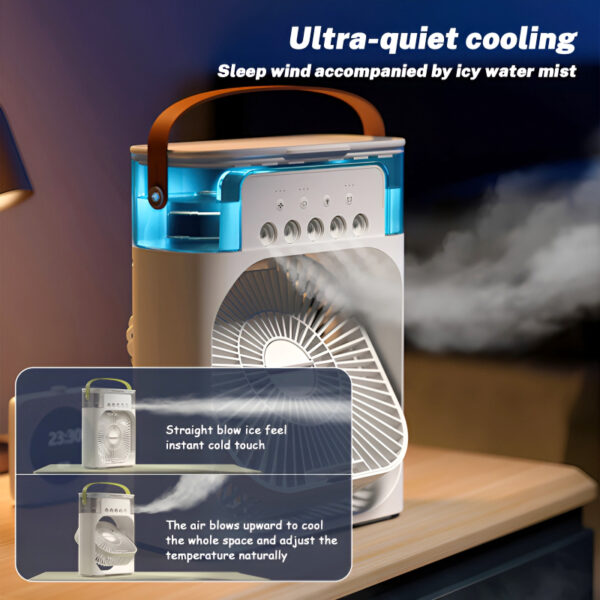 Portable Mini Air Conditioner Mist Fan 10-Inch Rectangle Portable USB Air Cooling Mini Fan - Compact, Powerful, and Perfect for On-the-Go Cooling - Image 11