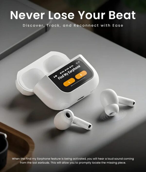White New A9 Pro Apple Airpods Anc/enc Zhongkelqnxun Noise Reduction Touch Control Bluetooth 5.4 Wireless Earbuds - Image 3