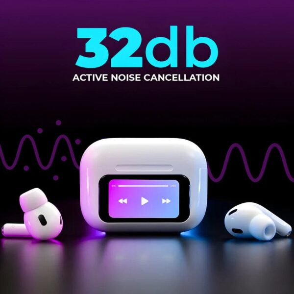 White New A9 Pro Apple Airpods Anc/enc Zhongkelqnxun Noise Reduction Touch Control Bluetooth 5.4 Wireless Earbuds - Image 2