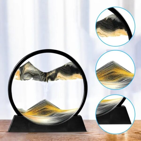 Sandscape Painting Sand Clock - 3D Moving Sand Art Hourglass with Metal Stand, Unique Home Decoration Showpiece - Image 4