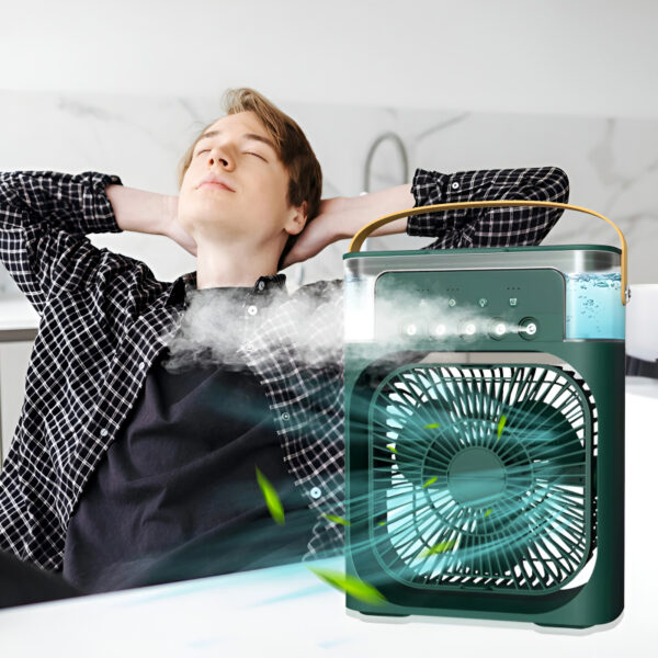Portable Mini Air Conditioner Mist Fan 10-Inch Rectangle Portable USB Air Cooling Mini Fan - Compact, Powerful, and Perfect for On-the-Go Cooling - Image 2