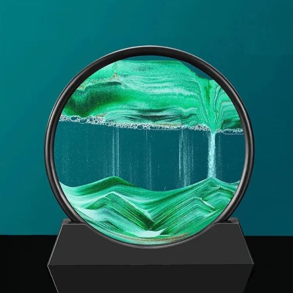 Sandscape Painting Sand Clock - 3D Moving Sand Art Hourglass with Metal Stand, Unique Home Decoration Showpiece - Image 3