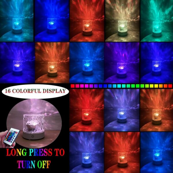 Water Ripple Lamp - 16-Color Rotating Night Light with Calming Water Wave Effect - Image 7