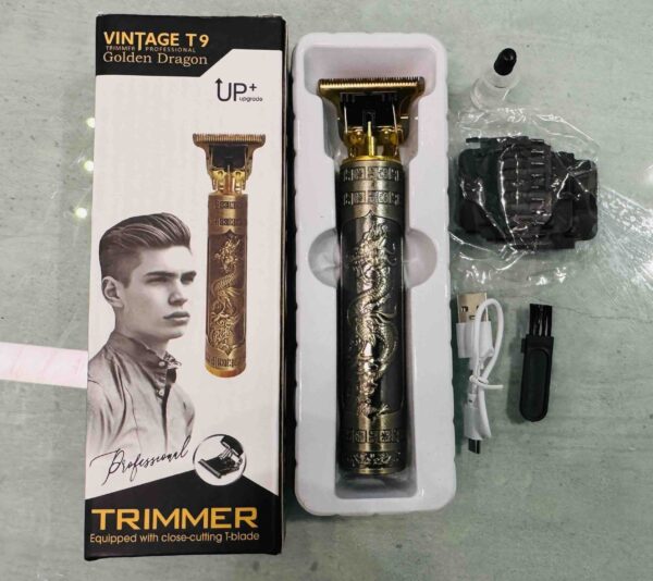 Professional Metal Body T9 Trimmer VINTAGE T9 Dragon Style Metal Rechargeable Electric Hair Clipper Cutting Machine Professional Hair Barber Trimmer - Image 6