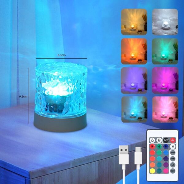 Water Ripple Lamp - 16-Color Rotating Night Light with Calming Water Wave Effect - Image 6