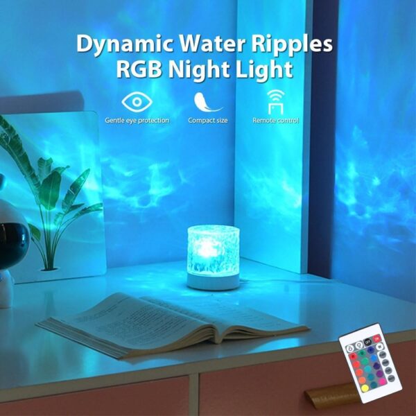Water Ripple Lamp - 16-Color Rotating Night Light with Calming Water Wave Effect - Image 5