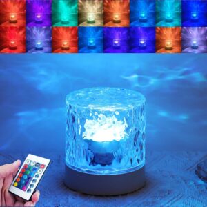 Water Ripple Lamp - 16-Color Rotating Night Light with Calming Water Wave Effect