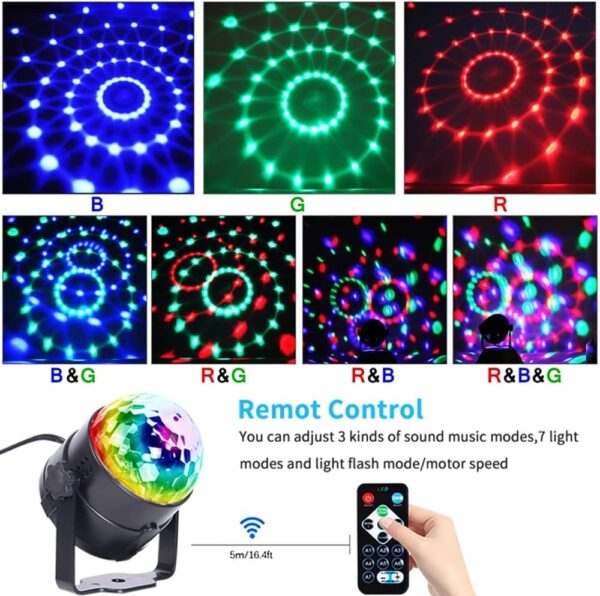 LED Disco Party Lights - Crystal Magic Ball 3W RGB, Color-Changing Lighting for Parties, Events, and Home Decor - Image 4