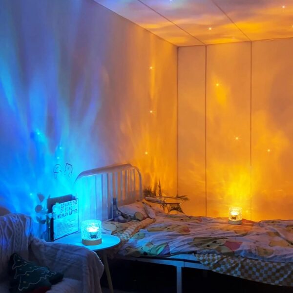 Water Ripple Lamp - 16-Color Rotating Night Light with Calming Water Wave Effect - Image 2