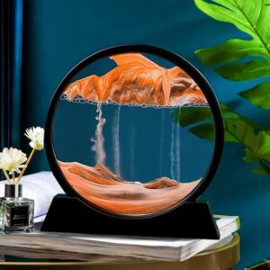 Sandscape Painting Sand Clock - 3D Moving Sand Art Hourglass with Metal Stand, Unique Home Decoration Showpiece