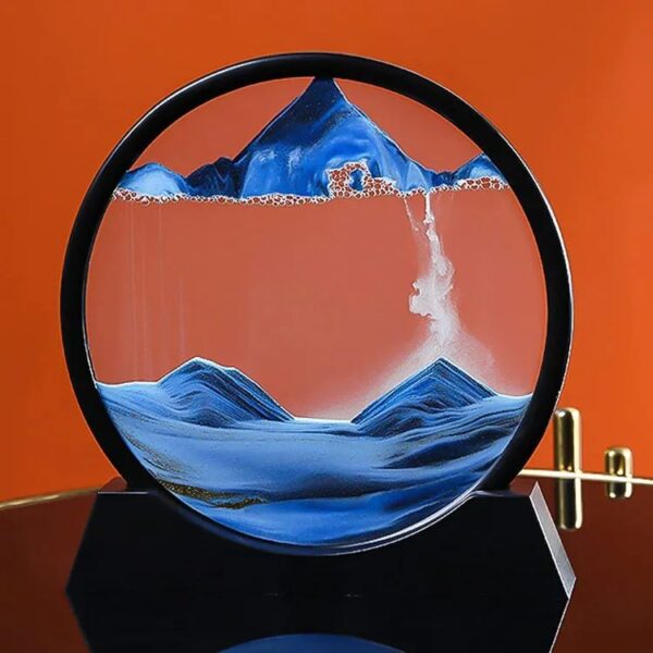 Sandscape Painting Sand Clock - 3D Moving Sand Art Hourglass with Metal Stand, Unique Home Decoration Showpiece - Image 2