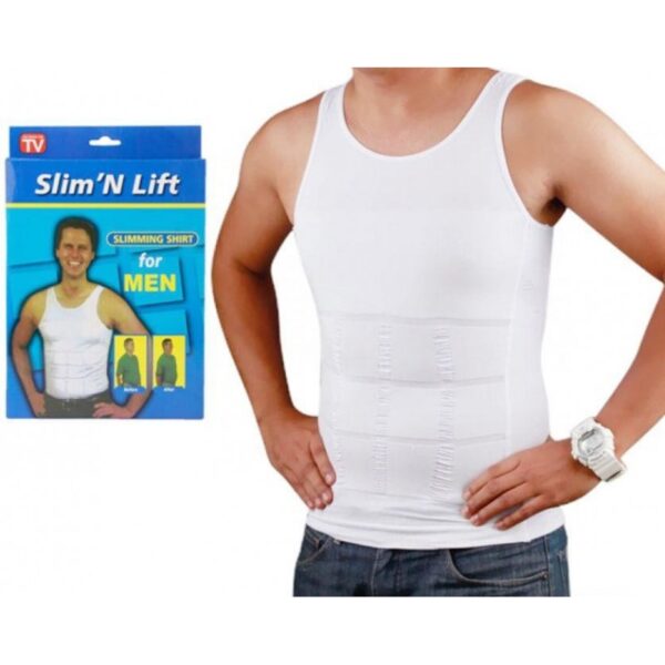 Slim N Lift - Nylon Slimming Vest For Men - White Color - Image 2