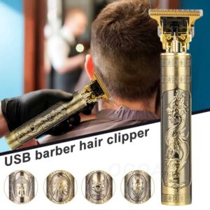 Professional Metal Body T9 Trimmer VINTAGE T9 Dragon Style Metal Rechargeable Electric Hair Clipper Cutting Machine Professional Hair Barber Trimmer
