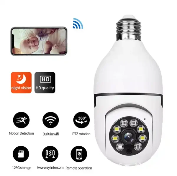 Speed-X SP-E27 Smart Bulb Camera: 1080p HD, 360° View, Night Vision, 2-Way Audio & Motion Detection - Image 4